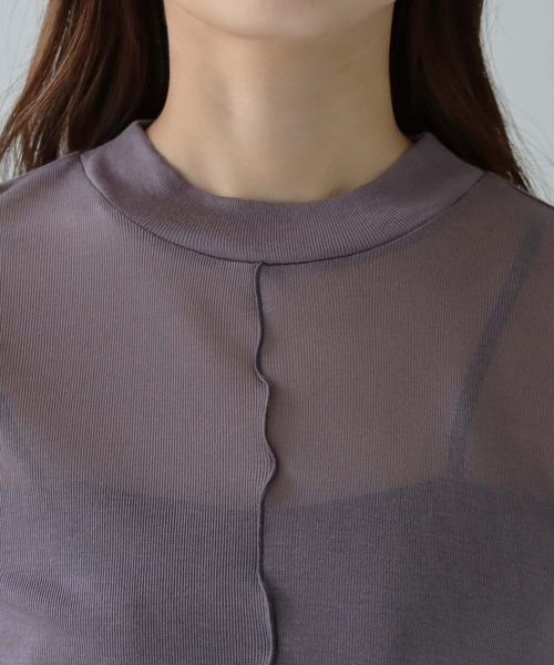 HER CLOSET(ハークローゼット)の「【shemoshelly】WEB限定前後2WAYスリットスリーブシアートップス(Tシャツ/カットソー・レディース・グレー/ブラック/モカ・M)」の16枚目の写真