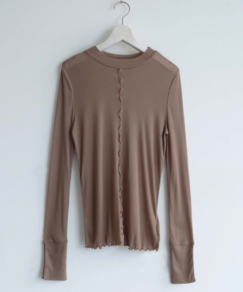 HER CLOSET(ハークローゼット)の「【shemoshelly】WEB限定前後2WAYスリットスリーブシアートップス(Tシャツ/カットソー・レディース・グレー/ブラック/モカ・M)」の19枚目の写真