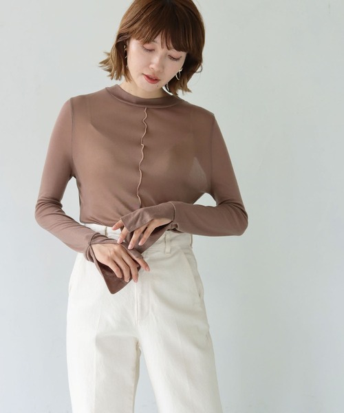 HER CLOSET(ハークローゼット)の「【shemoshelly】WEB限定前後2WAYスリットスリーブシアートップス(Tシャツ/カットソー・レディース・グレー/ブラック/モカ・M)」の20枚目の写真