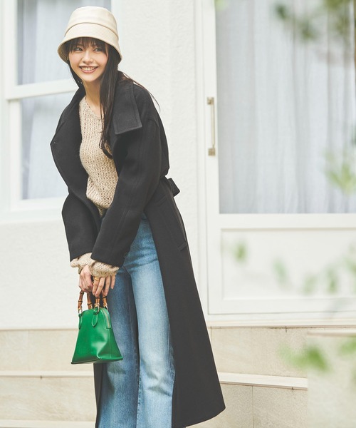 FREE'S MART(フリーズマート)の「【Sシリーズ対応】◆ジャージメルトンスタンドカラーコート(ステンカラーコート・レディース・ブラック/グリーン/ベージュ・X-SMALL/MEDIUM/SMALL)」の15枚目の写真