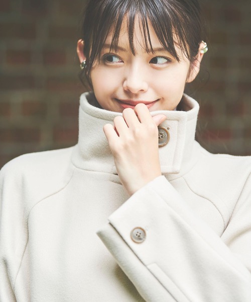 FREE'S MART(フリーズマート)の「【Sシリーズ対応】◆ジャージメルトンスタンドカラーコート(ステンカラーコート・レディース・ブラック/グリーン/ベージュ・X-SMALL/MEDIUM/SMALL)」の6枚目の写真