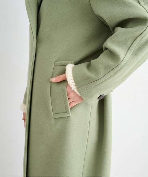 FREE'S MART(フリーズマート)の「【Sシリーズ対応】◆ジャージメルトンスタンドカラーコート(ステンカラーコート・レディース・ブラック/グリーン/ベージュ・X-SMALL/MEDIUM/SMALL)」の16枚目の写真