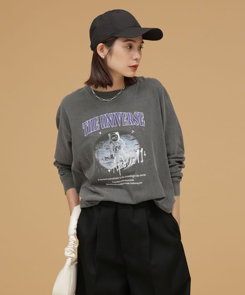 NASA（ナサ）の「NASA/THE UNIVERSE L/S Tee（Tシャツ/カットソー・レディース・チャコール/ホワイト・FREE）」の3枚目の写真