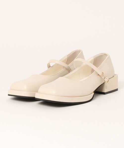 Burner（バーナー）の「【OKUOKU　0909】スクエアトゥ  ストラップ　パンプス /  oku-shoes-4-39（パンプス・レディース・ブラック/アイボリー・35/36/37/39/38）」の7枚目の写真