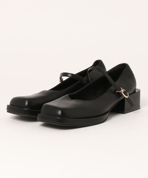 Burner（バーナー）の「【OKUOKU　0909】スクエアトゥ  ストラップ　パンプス /  oku-shoes-4-39（パンプス・レディース・ブラック/アイボリー・35/36/37/39/38）」の8枚目の写真
