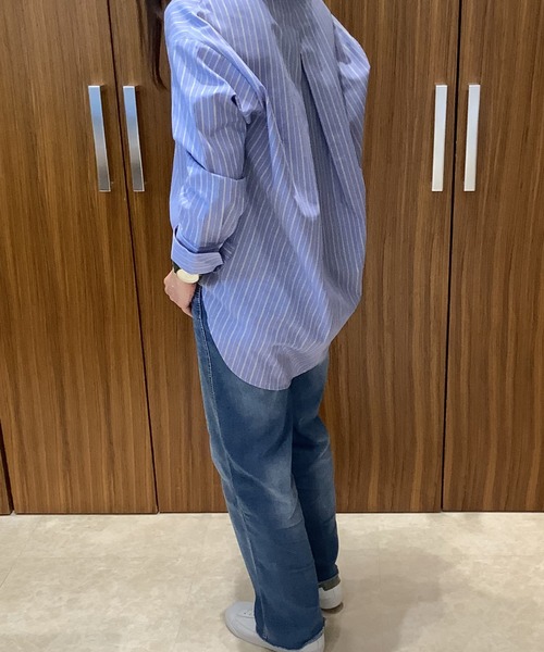 Pitta Re:)（ピッタリ）の「形態安定ノーアイロン レギュラー衿 長袖カジュアルシャツ（シャツ/ブラウス・レディース・ブルー/ライトブラウン・M/L/LL）」の14枚目の写真