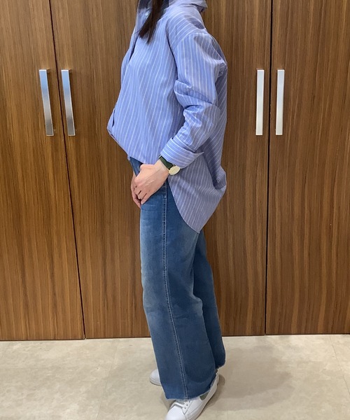 Pitta Re:)（ピッタリ）の「形態安定ノーアイロン レギュラー衿 長袖カジュアルシャツ（シャツ/ブラウス・レディース・ブルー/ライトブラウン・M/L/LL）」の15枚目の写真