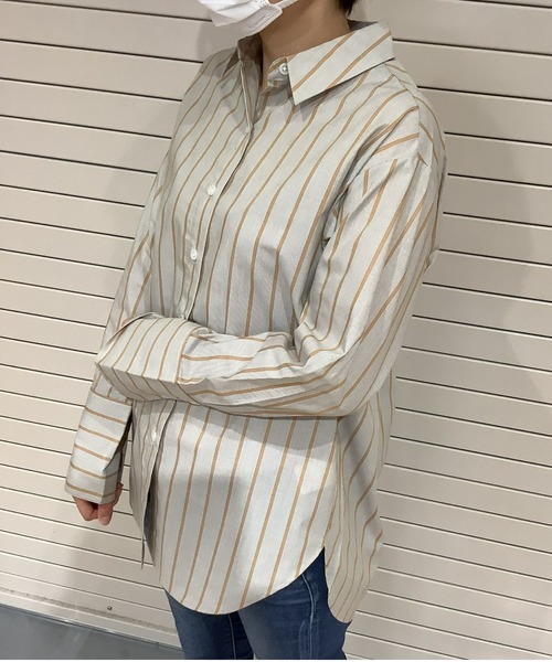 Pitta Re:)（ピッタリ）の「形態安定ノーアイロン レギュラー衿 長袖カジュアルシャツ（シャツ/ブラウス・レディース・ブルー/ライトブラウン・M/L/LL）」の7枚目の写真