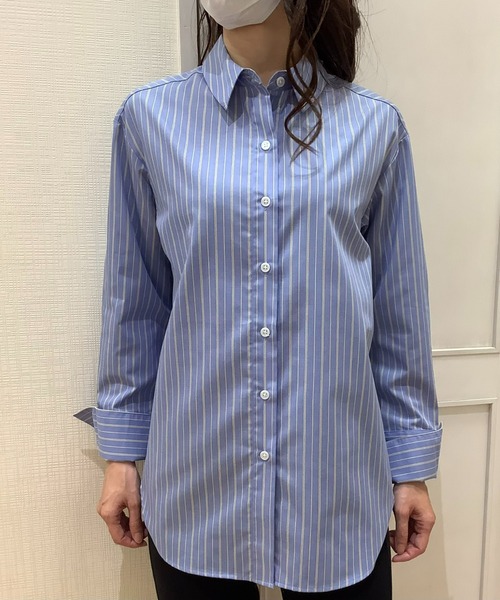 Pitta Re:)（ピッタリ）の「形態安定ノーアイロン レギュラー衿 長袖カジュアルシャツ（シャツ/ブラウス・レディース・ブルー/ライトブラウン・M/L/LL）」の10枚目の写真