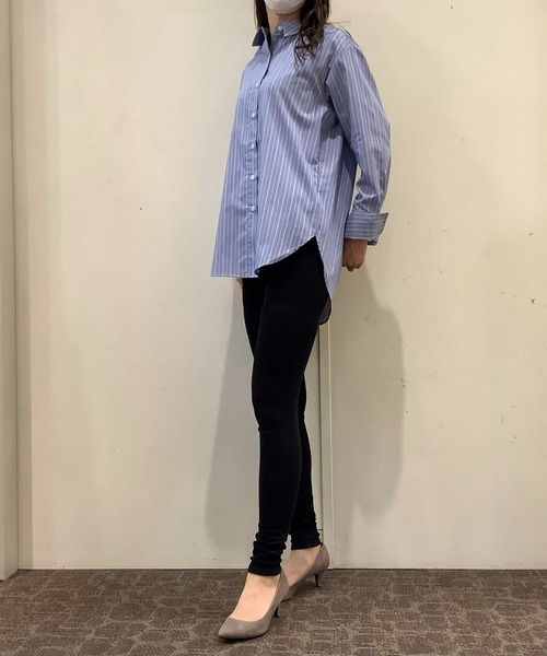 Pitta Re:)（ピッタリ）の「形態安定ノーアイロン レギュラー衿 長袖カジュアルシャツ（シャツ/ブラウス・レディース・ブルー/ライトブラウン・M/L/LL）」の12枚目の写真