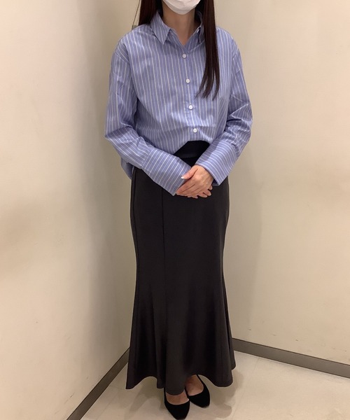 Pitta Re:)（ピッタリ）の「形態安定ノーアイロン レギュラー衿 長袖カジュアルシャツ（シャツ/ブラウス・レディース・ブルー/ライトブラウン・M/L/LL）」の9枚目の写真