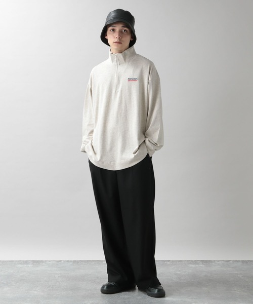 PERSON'S（パーソンズ）の「【PERSON'S】別注ハーフジップロンT（Tシャツ/カットソー・メンズ・ブラック/ホワイト・LARGE/MEDIUM）」の19枚目の写真