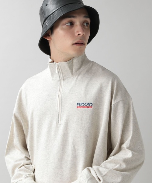 PERSON'S（パーソンズ）の「【PERSON'S】別注ハーフジップロンT（Tシャツ/カットソー・メンズ・ブラック/ホワイト・LARGE/MEDIUM）」の3枚目の写真