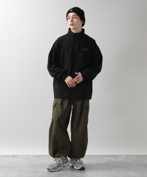 PERSON'S（パーソンズ）の「【PERSON'S】別注ハーフジップロンT（Tシャツ/カットソー・メンズ・ブラック/ホワイト・LARGE/MEDIUM）」の4枚目の写真