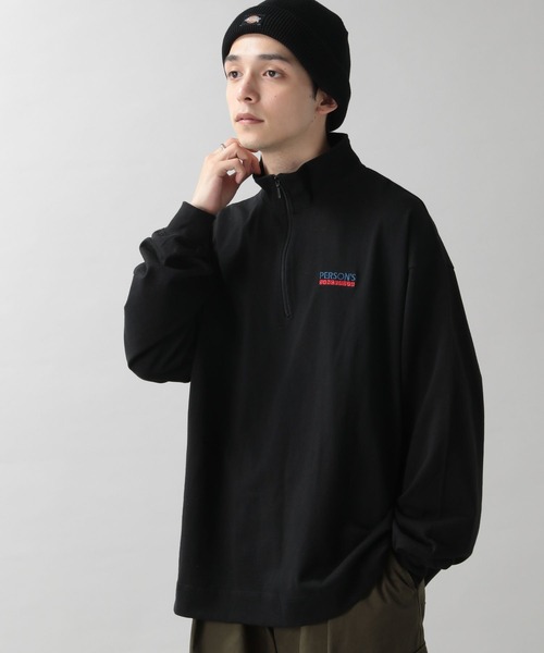 PERSON'S（パーソンズ）の「【PERSON'S】別注ハーフジップロンT（Tシャツ/カットソー・メンズ・ブラック/ホワイト・LARGE/MEDIUM）」の5枚目の写真