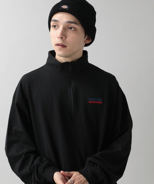 PERSON'S（パーソンズ）の「【PERSON'S】別注ハーフジップロンT（Tシャツ/カットソー・メンズ・ブラック/ホワイト・LARGE/MEDIUM）」の7枚目の写真