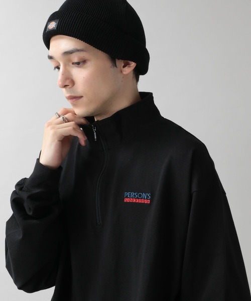 PERSON'S（パーソンズ）の「【PERSON'S】別注ハーフジップロンT（Tシャツ/カットソー・メンズ・ブラック/ホワイト・LARGE/MEDIUM）」の8枚目の写真