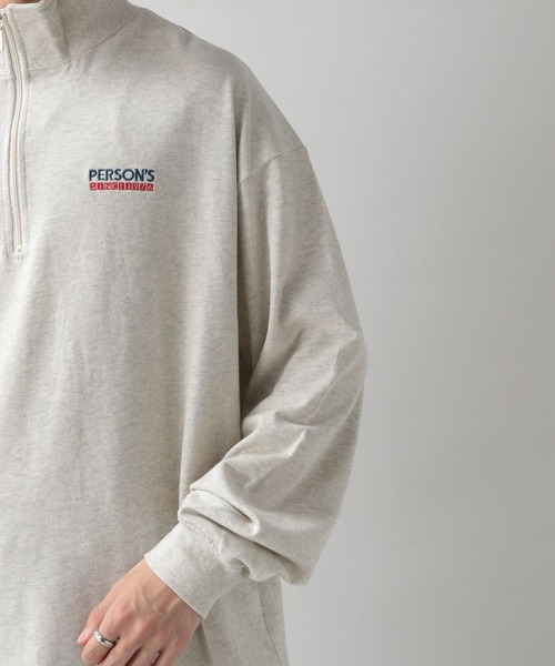 PERSON'S（パーソンズ）の「【PERSON'S】別注ハーフジップロンT（Tシャツ/カットソー・メンズ・ブラック/ホワイト・LARGE/MEDIUM）」の12枚目の写真