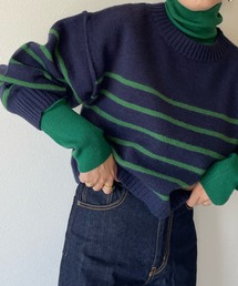 y/m by misato | アルパカタッチボーダークロップドトップス(ニット/セーター)