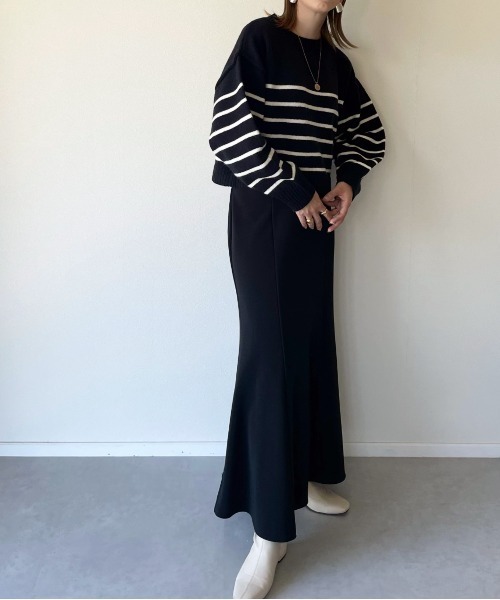 y/m by misato（イムバイミサト）の「アルパカタッチボーダークロップドトップス（ニット/セーター・レディース・ブラック/ネイビー/オフホワイト・FREE）」の19枚目の写真