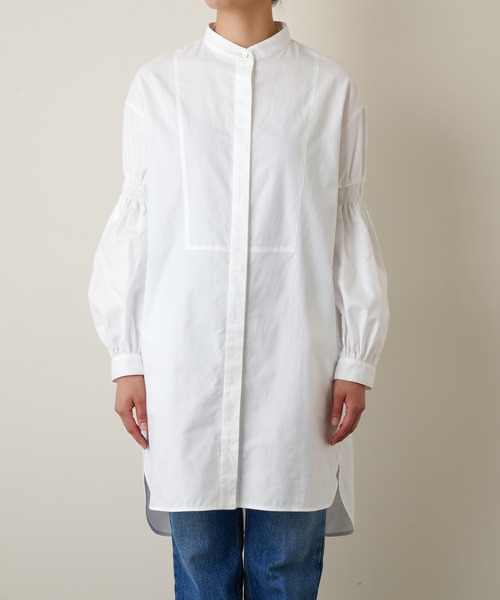 GALLARDAGALANTE（ガリャルダガランテ）の「オックス袖パフシャツワンピース（シャツワンピース・レディース・ホワイト/ネイビー・FREE）」の15枚目の写真