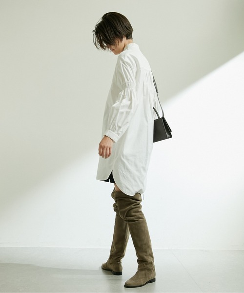 GALLARDAGALANTE（ガリャルダガランテ）の「オックス袖パフシャツワンピース（シャツワンピース・レディース・ホワイト/ネイビー・FREE）」の6枚目の写真