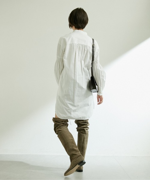 GALLARDAGALANTE（ガリャルダガランテ）の「オックス袖パフシャツワンピース（シャツワンピース・レディース・ホワイト/ネイビー・FREE）」の7枚目の写真