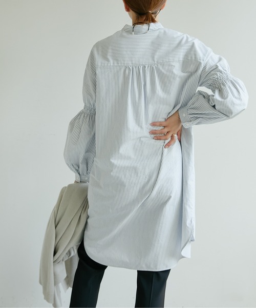 GALLARDAGALANTE（ガリャルダガランテ）の「オックス袖パフシャツワンピース（シャツワンピース・レディース・ホワイト/ネイビー・FREE）」の11枚目の写真