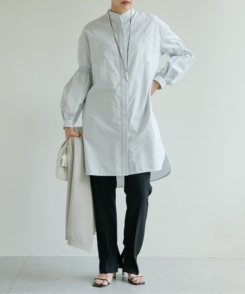 GALLARDAGALANTE（ガリャルダガランテ）の「オックス袖パフシャツワンピース（シャツワンピース・レディース・ホワイト/ネイビー・FREE）」の12枚目の写真