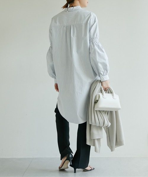 GALLARDAGALANTE（ガリャルダガランテ）の「オックス袖パフシャツワンピース（シャツワンピース・レディース・ホワイト/ネイビー・FREE）」の14枚目の写真