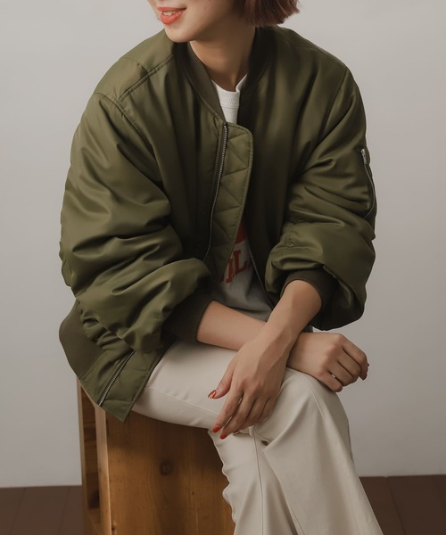 SENSE OF PLACE by URBAN RESEARCH（センスオブプレイスバイアーバンリサーチ）の「ボリュームスリーブMA-1（MA-1・レディース・ブラック/カーキ/アイボリー・ONE）」の21枚目の写真