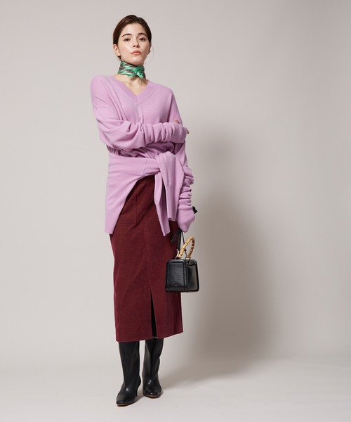 ROPE'（ロペ）の「【カシミヤブレンド】ウールVネックニット（ニット/セーター・レディース・ホワイト/ブラウン/オレンジ/ミント/ラベンダー・38）」の9枚目の写真