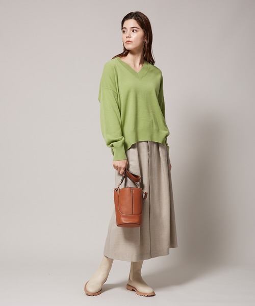 ROPE'（ロペ）の「【カシミヤブレンド】ウールVネックニット（ニット/セーター・レディース・ホワイト/ブラウン/オレンジ/ミント/ラベンダー・38）」の20枚目の写真