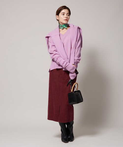 ROPE'（ロペ）の「【カシミヤブレンド】ウールVネックニット（ニット/セーター・レディース・ホワイト/ブラウン/オレンジ/ミント/ラベンダー・38）」の8枚目の写真