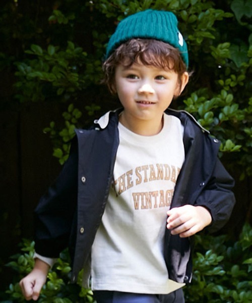 petit main（プティマイン）の「カレッジロゴ長袖Ｔシャツ（Tシャツ/カットソー・キッズ・キナリ/ピンク/ブルーグリーン/ターコイズブルー・110cm/120cm/100cm/90cm/140cm/150cm/80ｃｍ/130cm）」の5枚目の写真