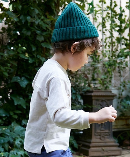 petit main（プティマイン）の「カレッジロゴ長袖Ｔシャツ（Tシャツ/カットソー・キッズ・キナリ/ピンク/ブルーグリーン/ターコイズブルー・110cm/120cm/100cm/90cm/140cm/150cm/80ｃｍ/130cm）」の6枚目の写真