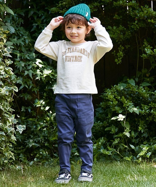 petit main（プティマイン）の「カレッジロゴ長袖Ｔシャツ（Tシャツ/カットソー・キッズ・キナリ/ピンク/ブルーグリーン/ターコイズブルー・110cm/120cm/100cm/90cm/140cm/150cm/80ｃｍ/130cm）」の11枚目の写真