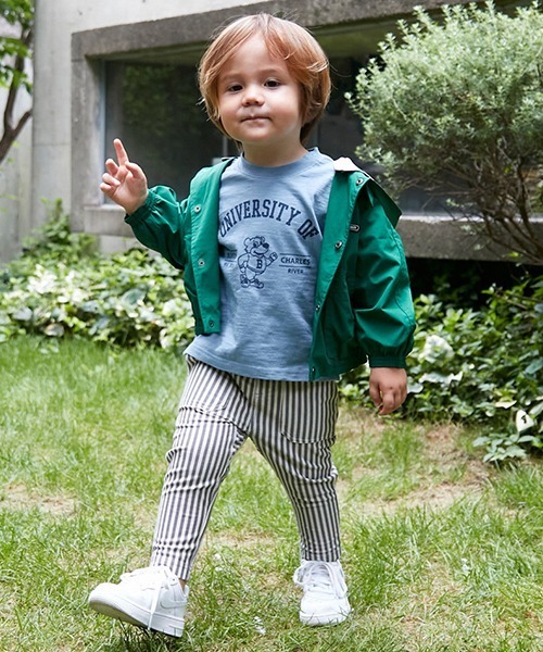 petit main（プティマイン）の「カレッジロゴ長袖Ｔシャツ（Tシャツ/カットソー・キッズ・キナリ/ピンク/ブルーグリーン/ターコイズブルー・110cm/120cm/100cm/90cm/140cm/150cm/80ｃｍ/130cm）」の9枚目の写真