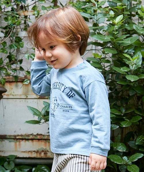 petit main（プティマイン）の「カレッジロゴ長袖Ｔシャツ（Tシャツ/カットソー・キッズ・キナリ/ピンク/ブルーグリーン/ターコイズブルー・110cm/120cm/100cm/90cm/140cm/150cm/80ｃｍ/130cm）」の10枚目の写真