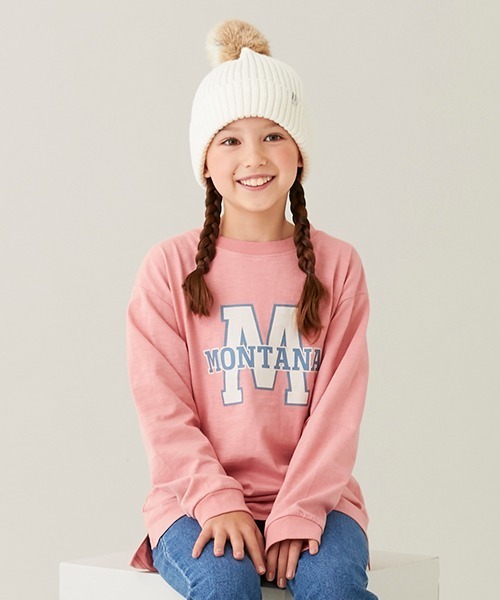 petit main（プティマイン）の「カレッジロゴ長袖Ｔシャツ（Tシャツ/カットソー・キッズ・キナリ/ピンク/ブルーグリーン/ターコイズブルー・110cm/120cm/100cm/90cm/140cm/150cm/80ｃｍ/130cm）」の15枚目の写真