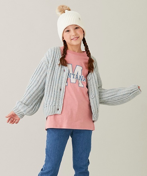 petit main（プティマイン）の「カレッジロゴ長袖Ｔシャツ（Tシャツ/カットソー・キッズ・キナリ/ピンク/ブルーグリーン/ターコイズブルー・110cm/120cm/100cm/90cm/140cm/150cm/80ｃｍ/130cm）」の18枚目の写真