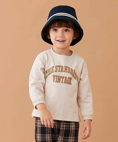 petit main（プティマイン）の「カレッジロゴ長袖Ｔシャツ（Tシャツ/カットソー・キッズ・キナリ/ピンク/ブルーグリーン/ターコイズブルー・110cm/120cm/100cm/90cm/140cm/150cm/80ｃｍ/130cm）」の13枚目の写真