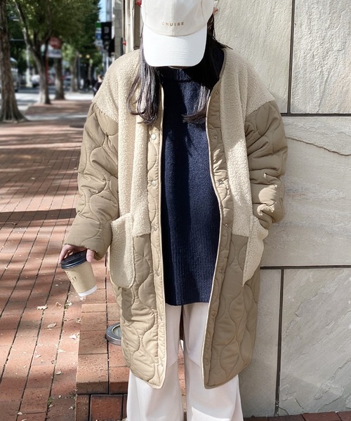 reca（レカ）の「ノーカラーボア×ひょうたんキルトコート（その他アウター・レディース・ブラック/カーキ/ベージュ/アイボリー/グレイッシュベージュ/ブラウン・M/L）」の17枚目の写真