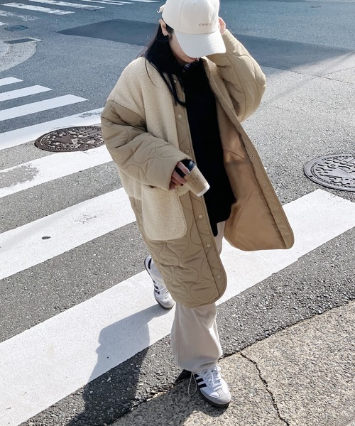 reca(レカ)の「ノーカラーボア×ひょうたんキルトコート(その他アウター・レディース・ブラック/カーキ/ベージュ/アイボリー/グレイッシュベージュ/ブラウン・M/L/S)」の16枚目の写真