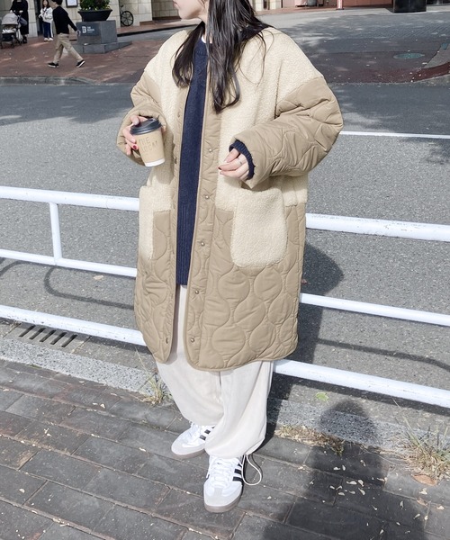 reca（レカ）の「ノーカラーボア×ひょうたんキルトコート（その他アウター・レディース・ブラック/カーキ/ベージュ/アイボリー/グレイッシュベージュ/ブラウン・M/L）」の12枚目の写真