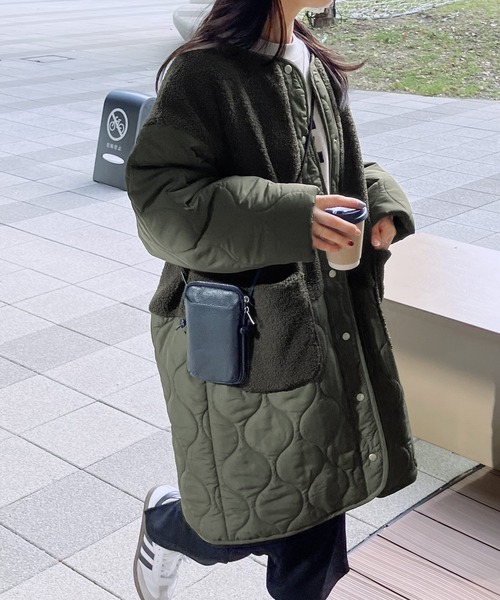 reca（レカ）の「ノーカラーボア×ひょうたんキルトコート（その他アウター・レディース・ブラック/カーキ/ベージュ/アイボリー/グレイッシュベージュ/ブラウン・M/L）」の16枚目の写真