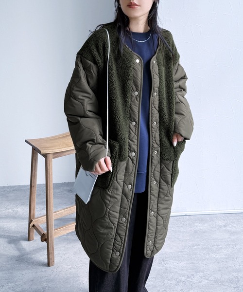 reca（レカ）の「ノーカラーボア×ひょうたんキルトコート（その他