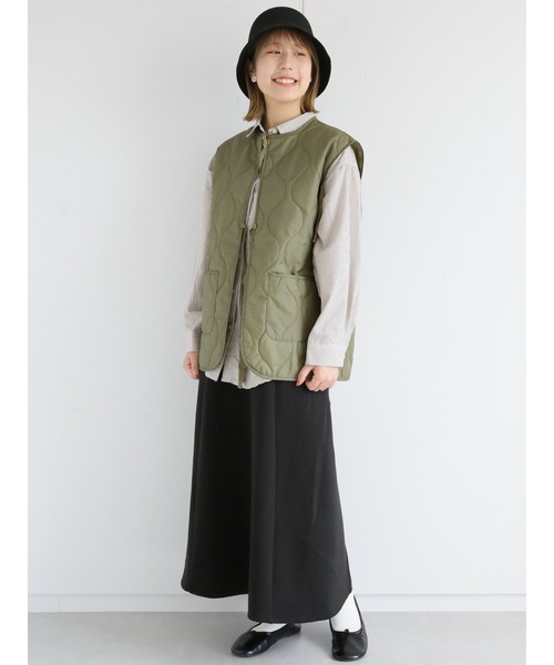 ehka sopo（エヘカソポ）の「キルティングベスト（ベスト・レディース・ブラック/カーキ/キナリ・ﾌﾘ-）」の10枚目の写真