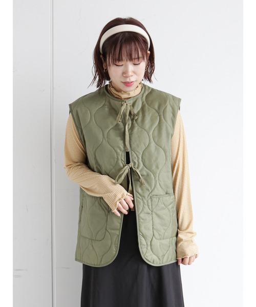 ehka sopo（エヘカソポ）の「キルティングベスト（ベスト・レディース・ブラック/カーキ/キナリ・ﾌﾘ-）」の11枚目の写真