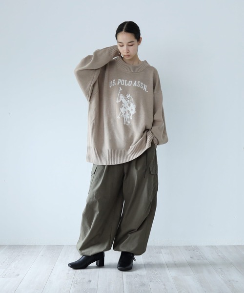 U.S. POLO ASSN.(ユーエスポロアッスン)の「U.S. POLO ASSN. / ユーエスポロアッスン 別注 コラボ オーバーサイズ ロゴ ジャガード クルーネックニット(ニット/セーター・メンズ・ネイビー/ベージュ/グリーン/ブラック・MEDIUM/LARGE)」の16枚目の写真